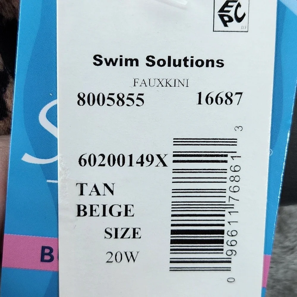 Swim Solutions Knotted Flyaway Fauxkini Swimsuit Tummy Control Plus Size 20W - Picture 5 of 5